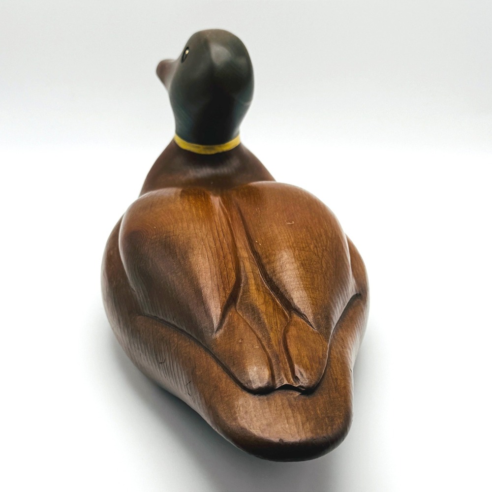 Vtg. Hand Carved Wood Mallard Duck Decoy Sculpture Cabin Lakehouse Cottagecore - Picture 4 of 10